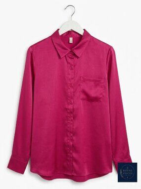 Classic long-sleeve button-down blouse